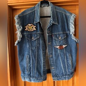 Vintage Harley Davidson Levi's Blue Denim with Brass Button vest.